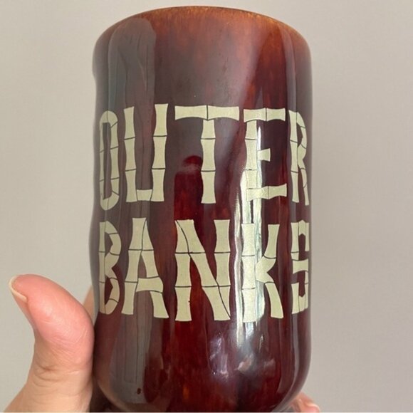 Vintage Brown Glazed Ceramic Cocktail Glass / Vase / Tiki Mug - 6.75" tall - Picture 3 of 5